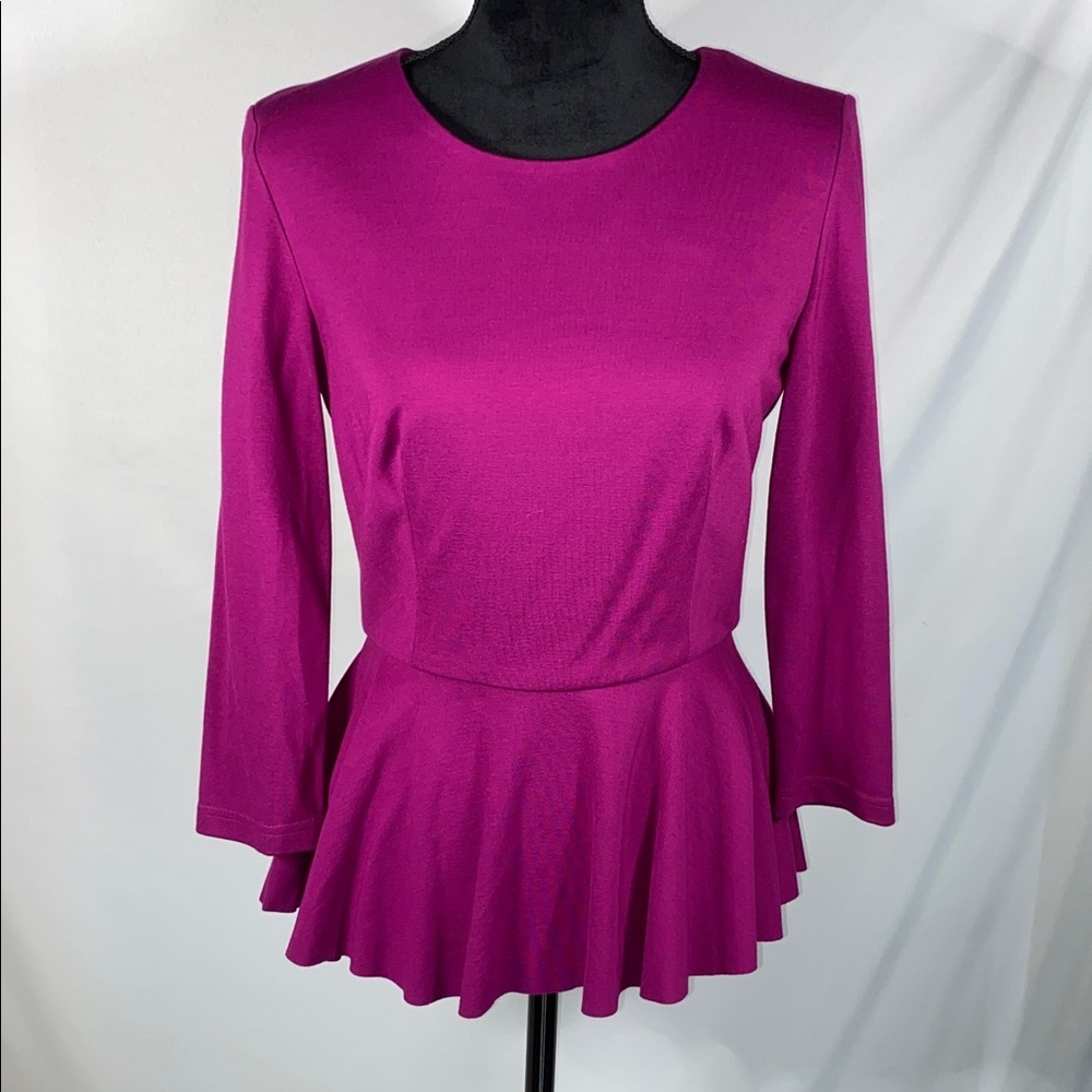 Alberto Makali Peplum Blouse Size 6 Magenta Pink